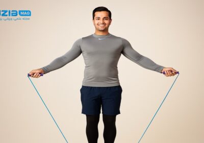 مردی در حال ورزش برای لاغری با طناب زدن