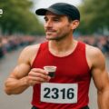 قهوه قبل از ورزش؛ دونده‌ای در حال نوشیدن قهوه پیش از مسابقه