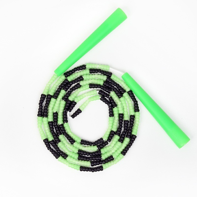طناب ورزشی تن زیب مدل تسبیحی سبز و مشکی