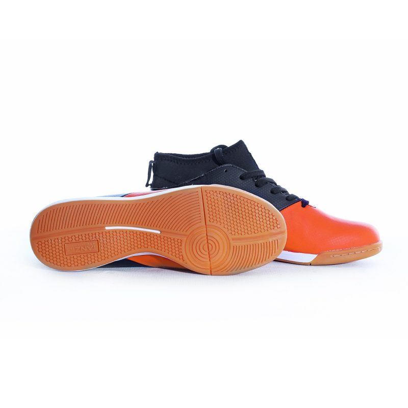 کفش فوتسال سالنی تن زیب کد TID9604 نارنجی مشکی