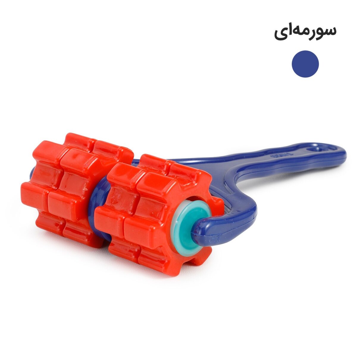 ماساژور دستی بدن تن زیب مدل چرخ دنده ای از نمای روبرو با نوشته رنگ سورمه ای