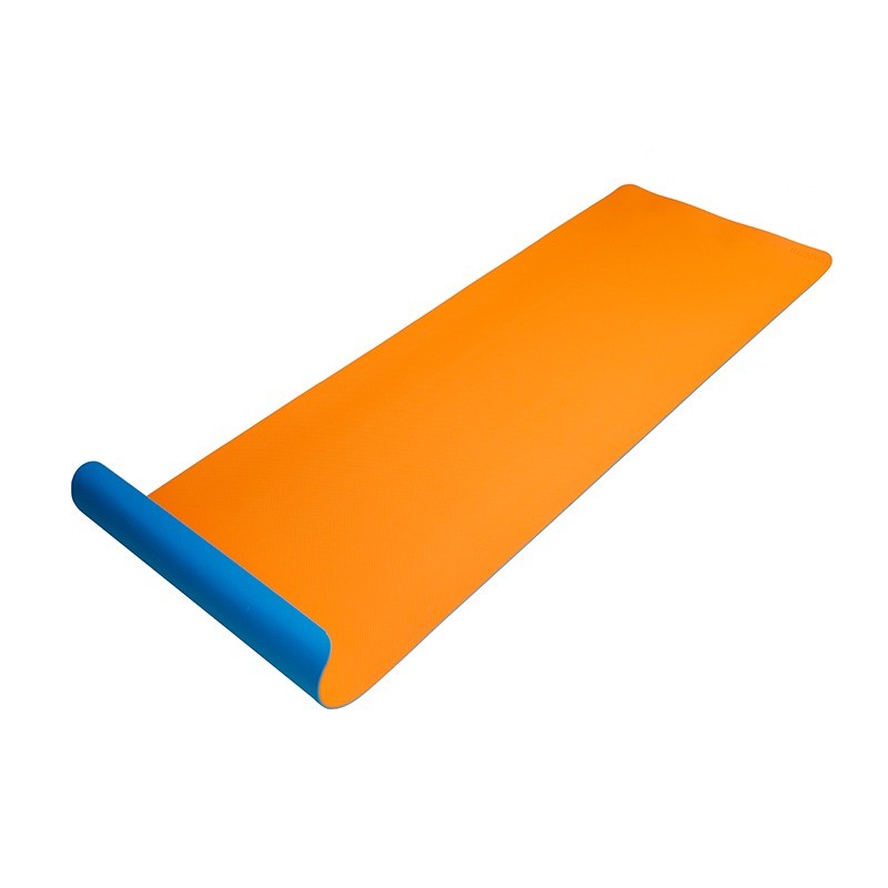 مت یوگا 6میل دو رنگ تن زیب آبی-نارنجی باز شده از نمای