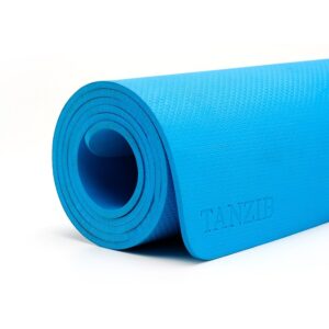مت یوگا 6میل یک رنگ تن زیب (آبی) لول شده از نمای روبرو