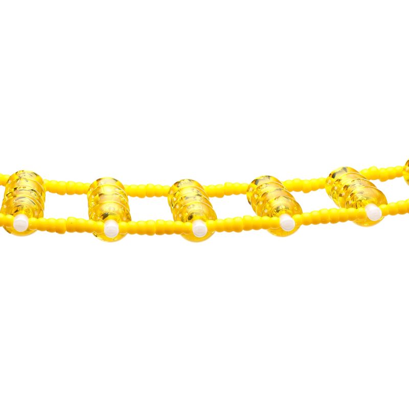 ماساژور کمر تن‌زیب مدل مهره‌ای زرد از کنار روبرو با بک سفید