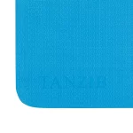 مت یوگا 2 رنگ آبی-سرمه‌ای تن‌زیب از نمای بالا از قسمت آبی و لوگوی tanzib