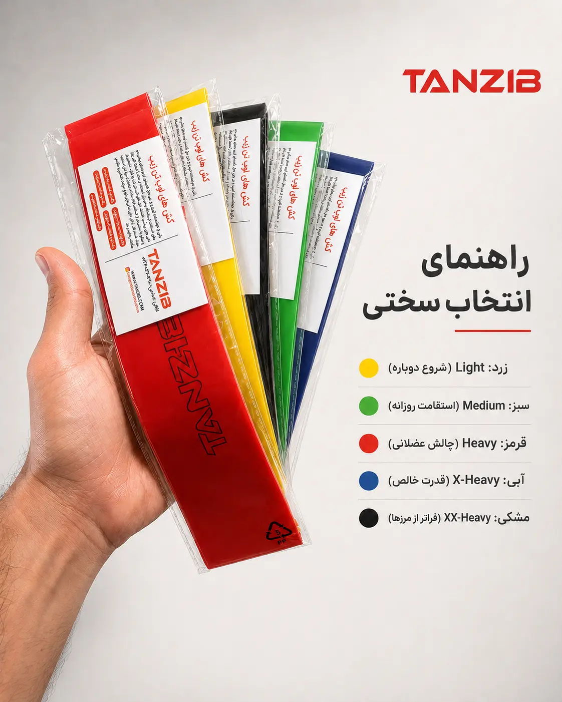 کش مینی لوپ لاتکس تن‌زیب در 5 سختی متفاوت