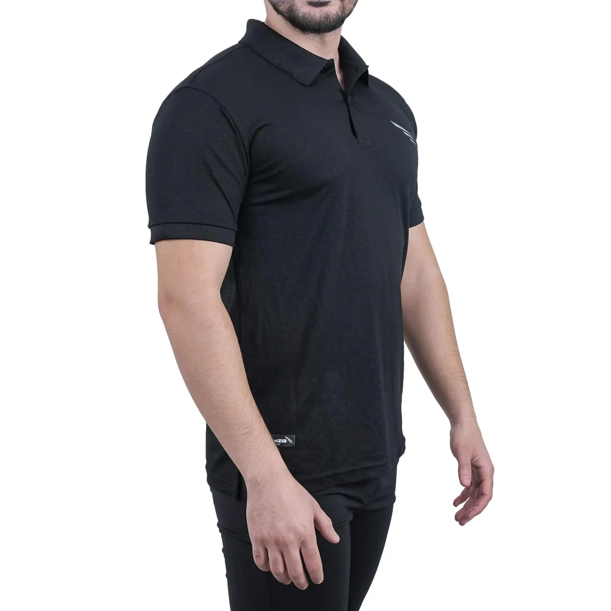 لباس ورزشی یقه دار تن زیب رنک مشکی