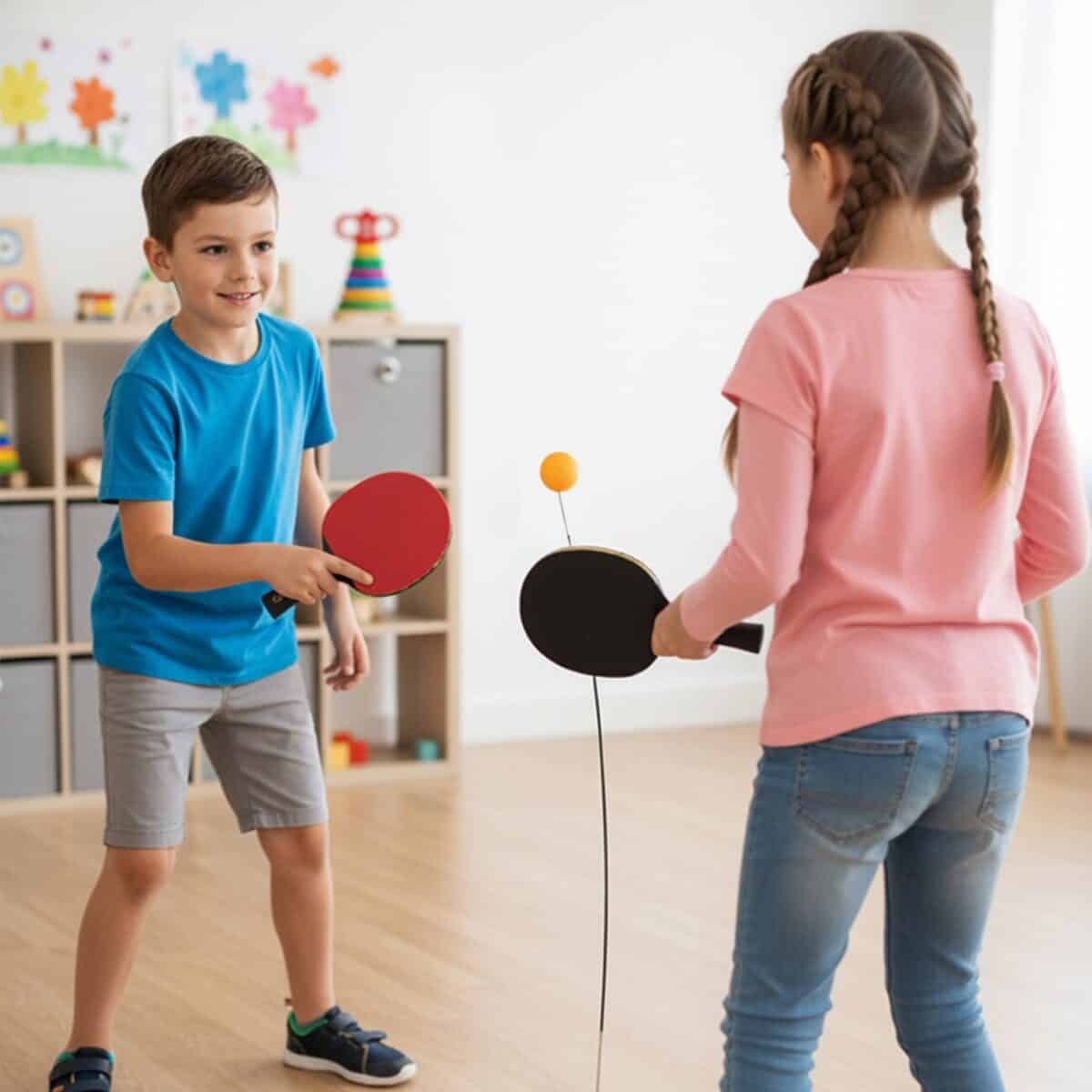 بازی تنیس خانگی تن زیب مدل تنی تو تصویر با مدل کودک