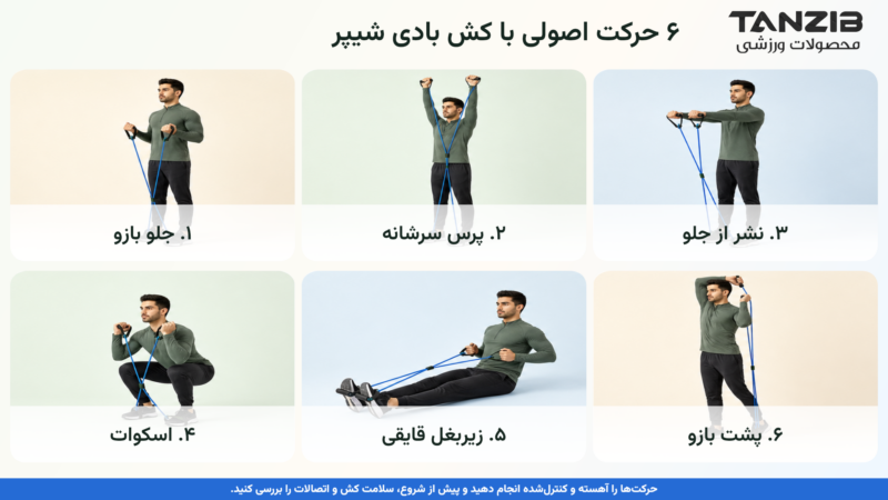 کش ورزشی بادی شیپر 80 سانت تنزیب (در دو مقاومت) | تن زیب حرکات ورزشی با کش بادی شیپر