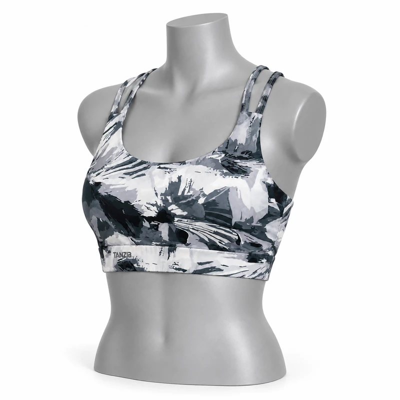 tanzib-4086-grey-mannequin نیمتنه ورزشی لایکرا تنزیب مدل ۴۰۸۶ رنگ مدادی روی مانکن