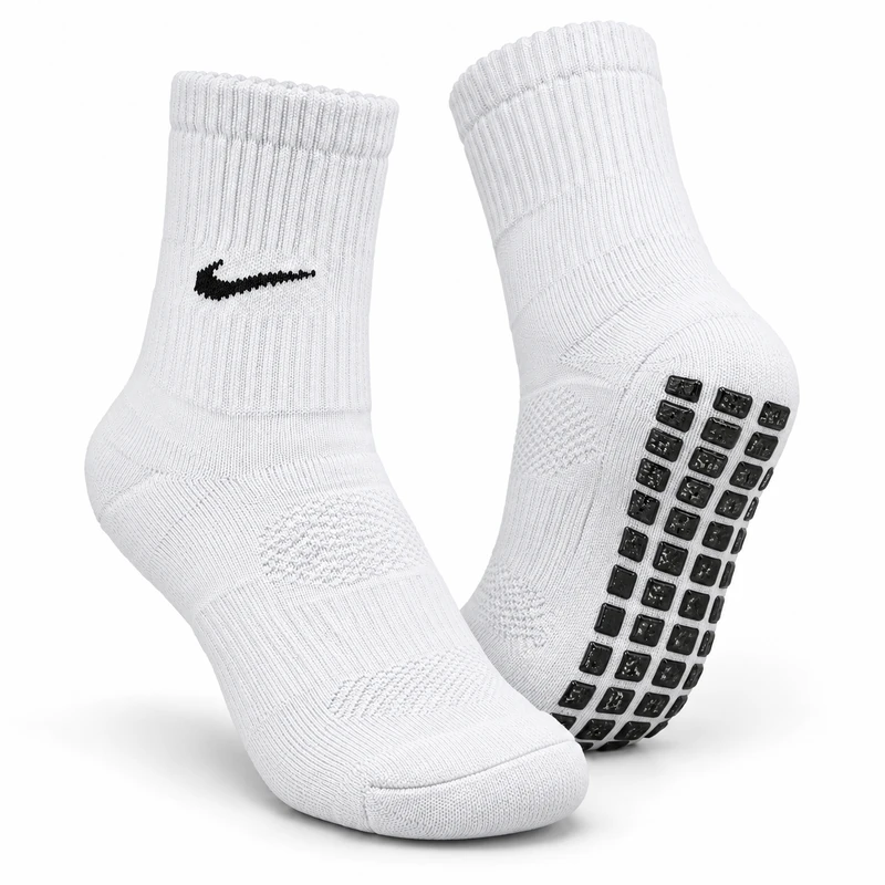 yoga-grip-socks-white جوراب یوگا استپدار سفید با نشان و استپهای مشکی